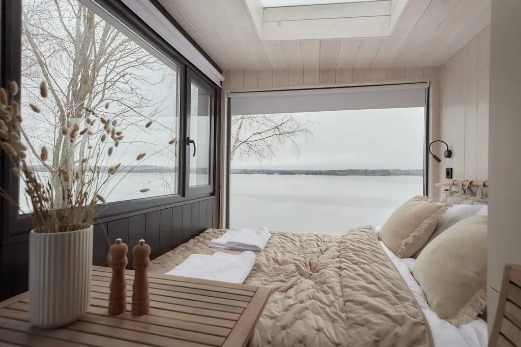 Домик на 2 с окном в потолке прямо на берегу