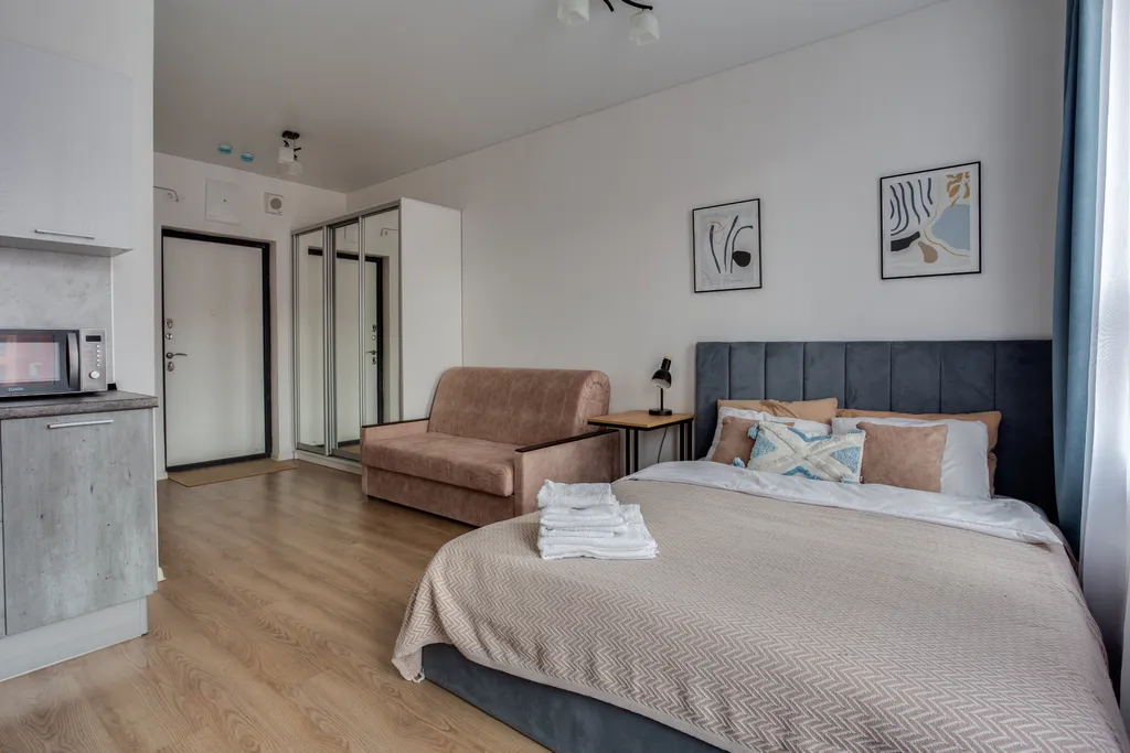 Студия на высоком этаже с ванной