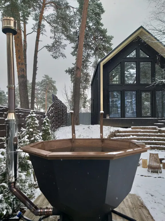 Коттедж Дом с панорамными окнами в сосновом лесу с банным чаном и проектором — Первая Алексеевка