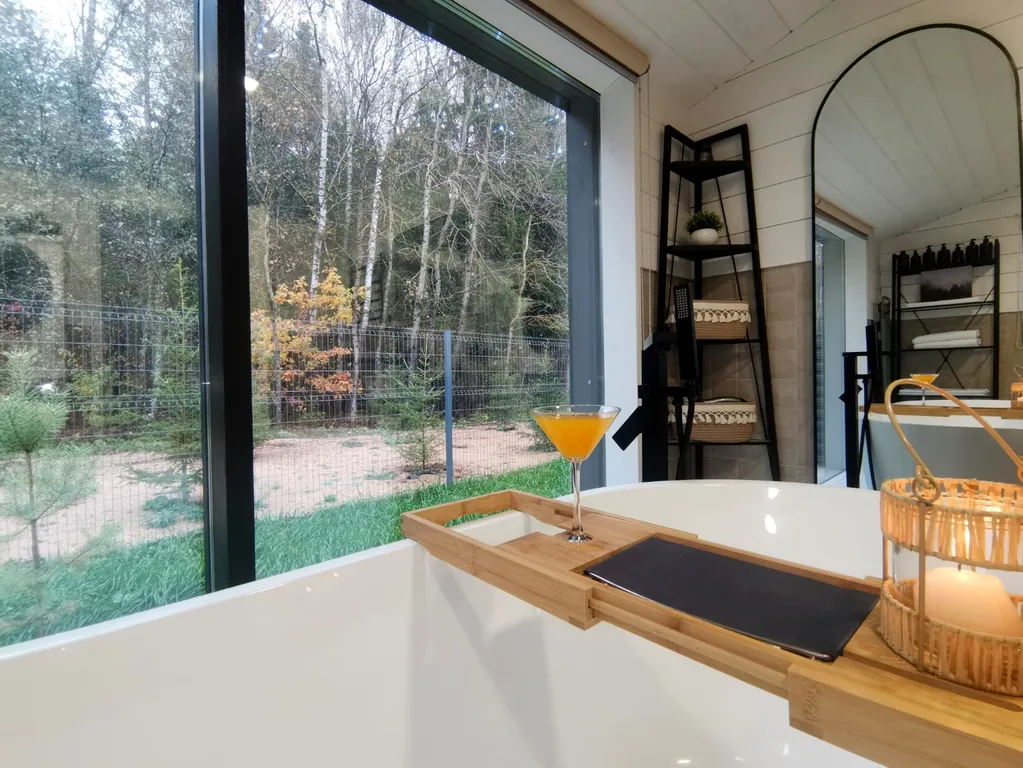 Панорамный дом в окружении леса на берегу водохранилища