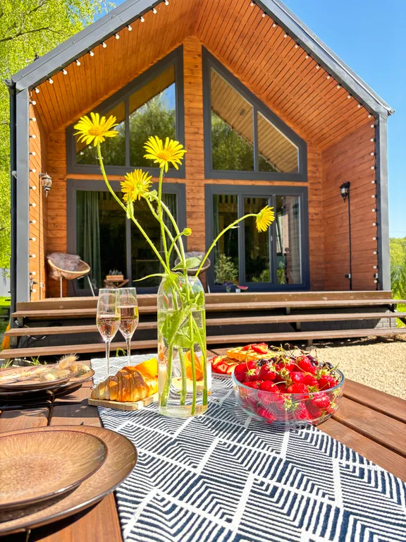 Уютный домик у леса с камином и панорамными окнами