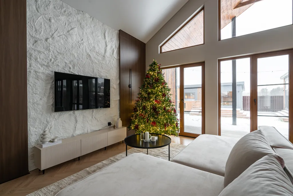 Теплый панорамный дом с русской баней и купелью