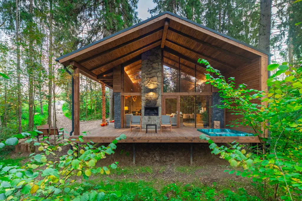 Коттедж Сказочный Шале с камином и джакузи в живописном лесу — Шадрино