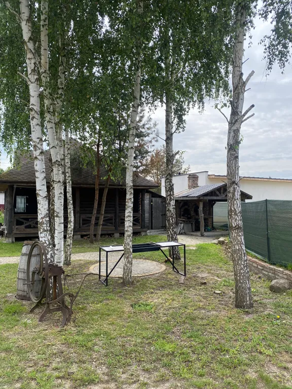 Деревенский дом с баней и террасой на берегу водоема