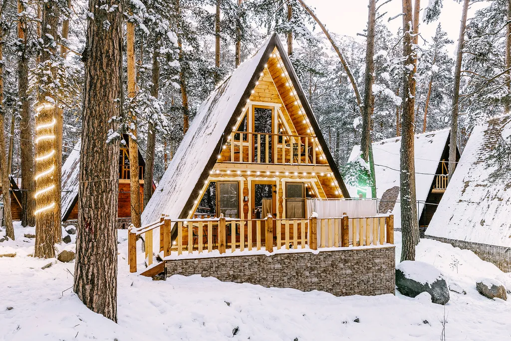 Коттедж с бассейном в лесу