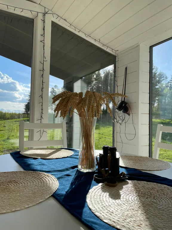 Уютный домик с панорамным остеклением недалеко от Пушкинских гор