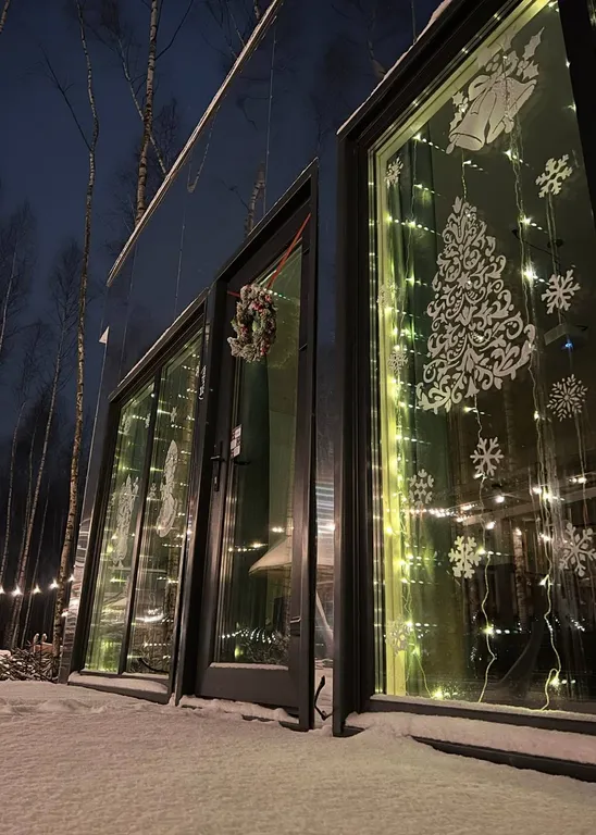 Коттедж Зеркальный дом у детской площадки до 6 человек, с собственной баней — Семеновское