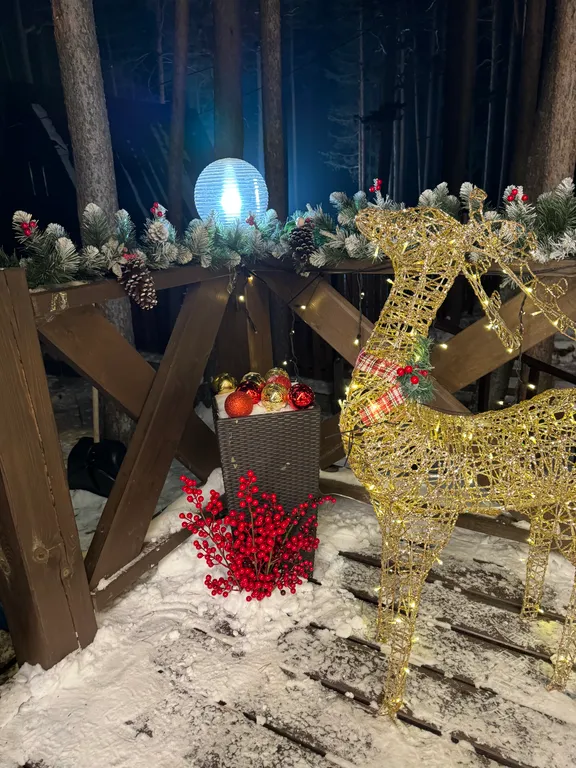 Сказочный дом в лесу с видом на горы