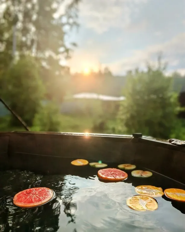 Дача на озере с баней и чаном