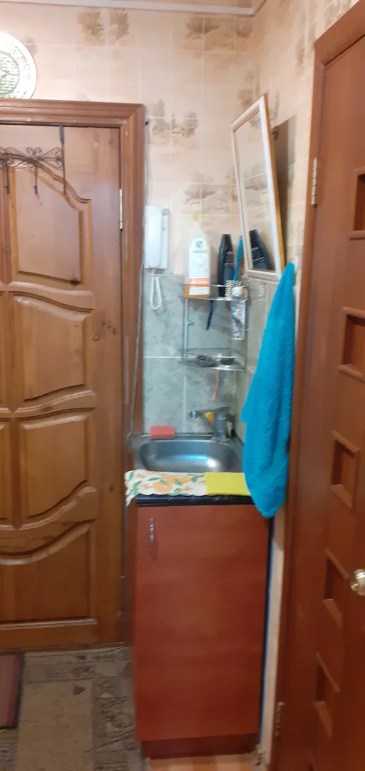 К мойке подведена горячая вода, под мойкой - отделение: можно, например, обувь содежать