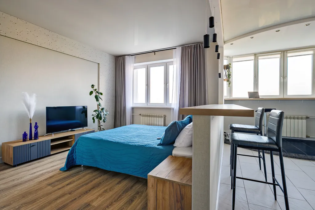 Просторная студия с чудесным видом на речку