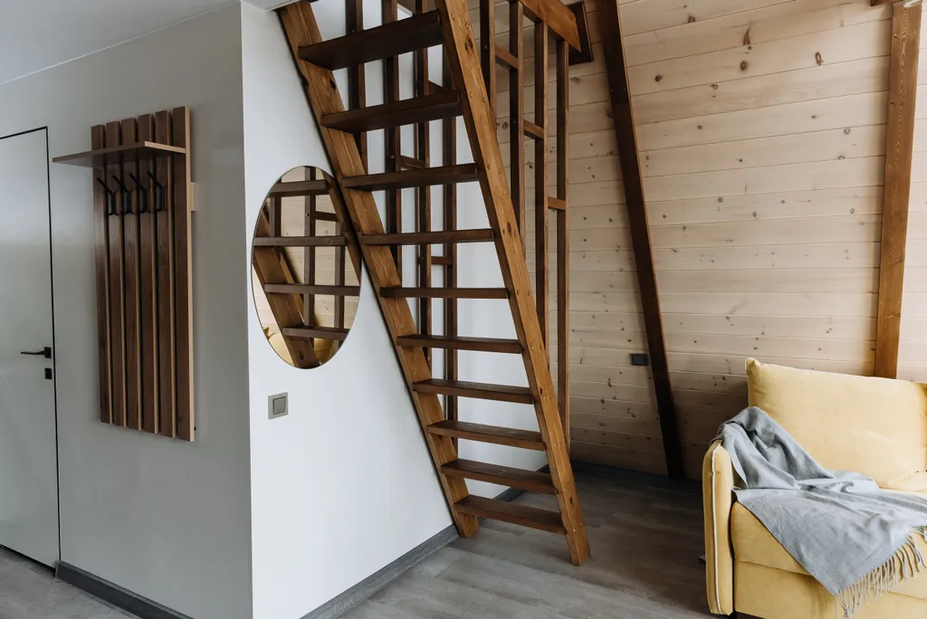 Уютный домик зеленый A-Frame с террасой