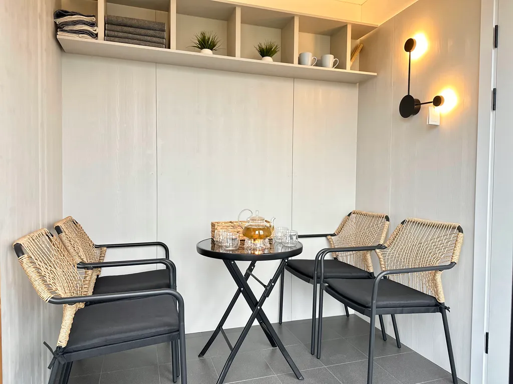 Панорамный барн в стиле Дубльдом с баней и чаном