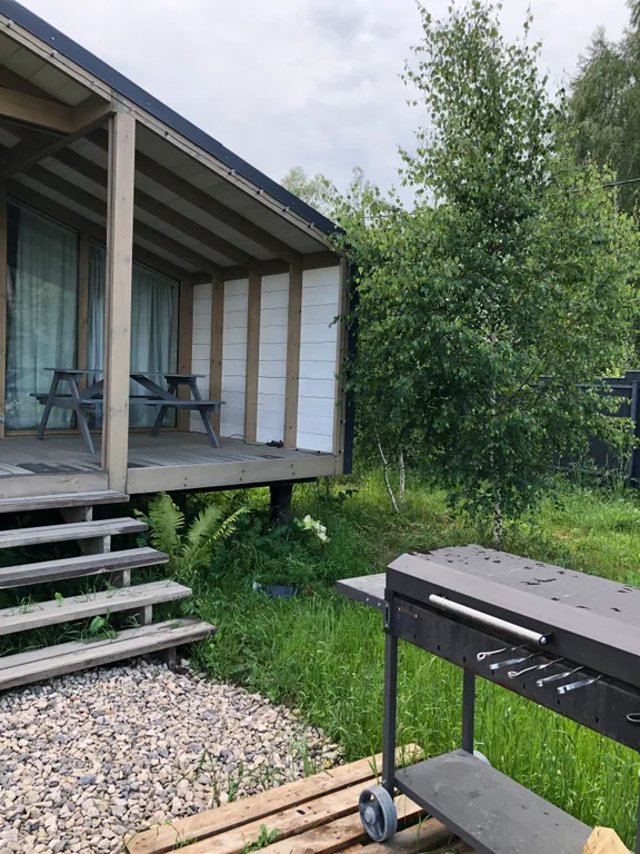 Атмосферный дом с камином около леса