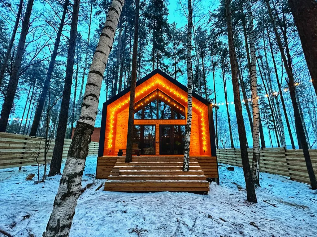 Барн-хаус 1 с чаном и сауной в сосновом лесу