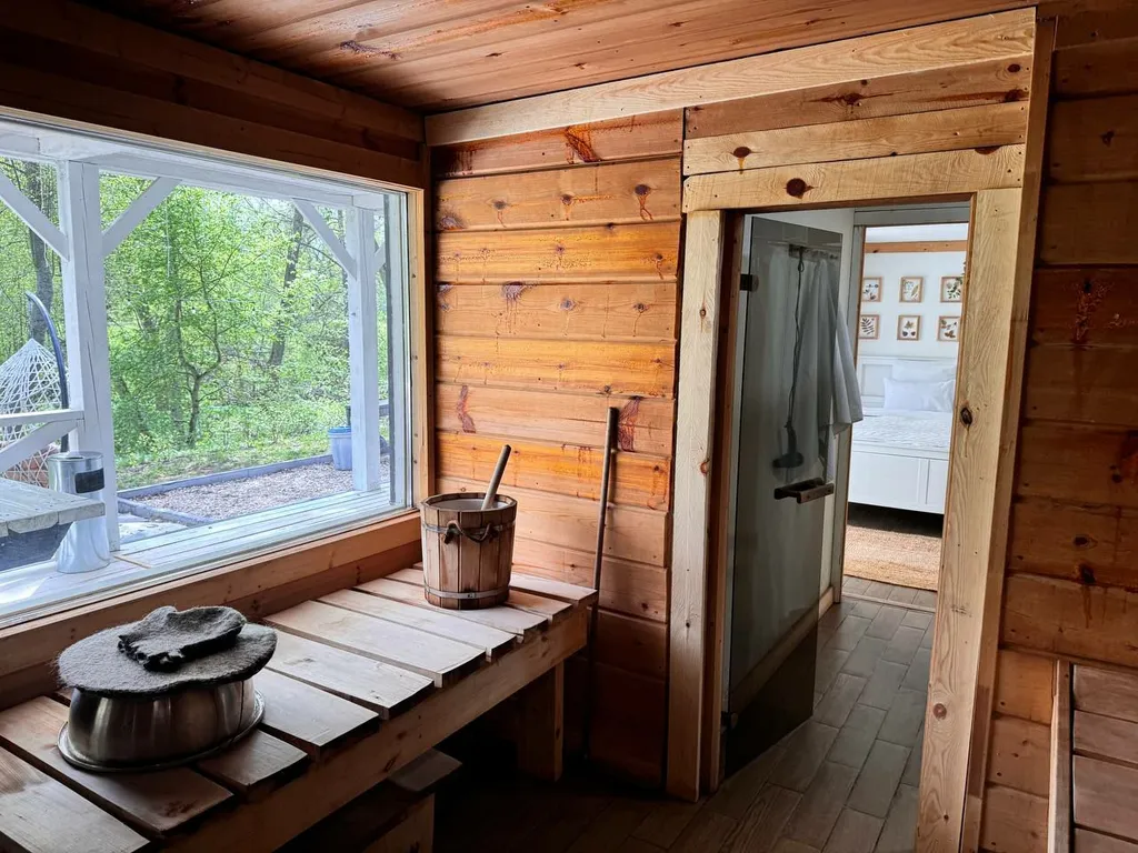 Спа домик с баней и чаном в скандинавском стиле