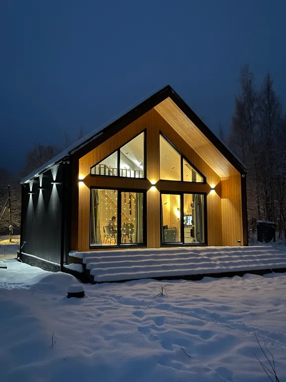 Барни с видом на лес с сауной