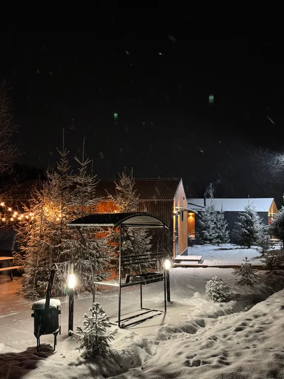 Атмосферный домик с баней на дровах и купелью