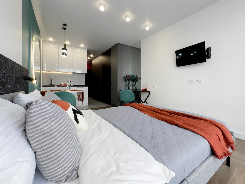 Квартира Квартира Дизайнерская студия для пары, вид на Москва-сити — Москва