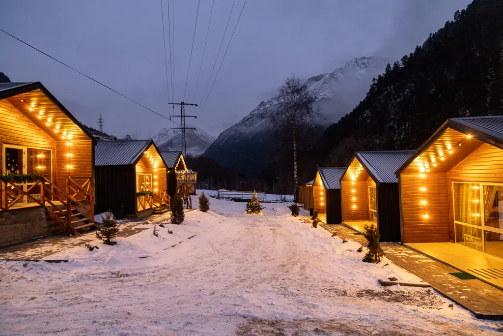 База отдыха с видом на горы в Приэльбрусье