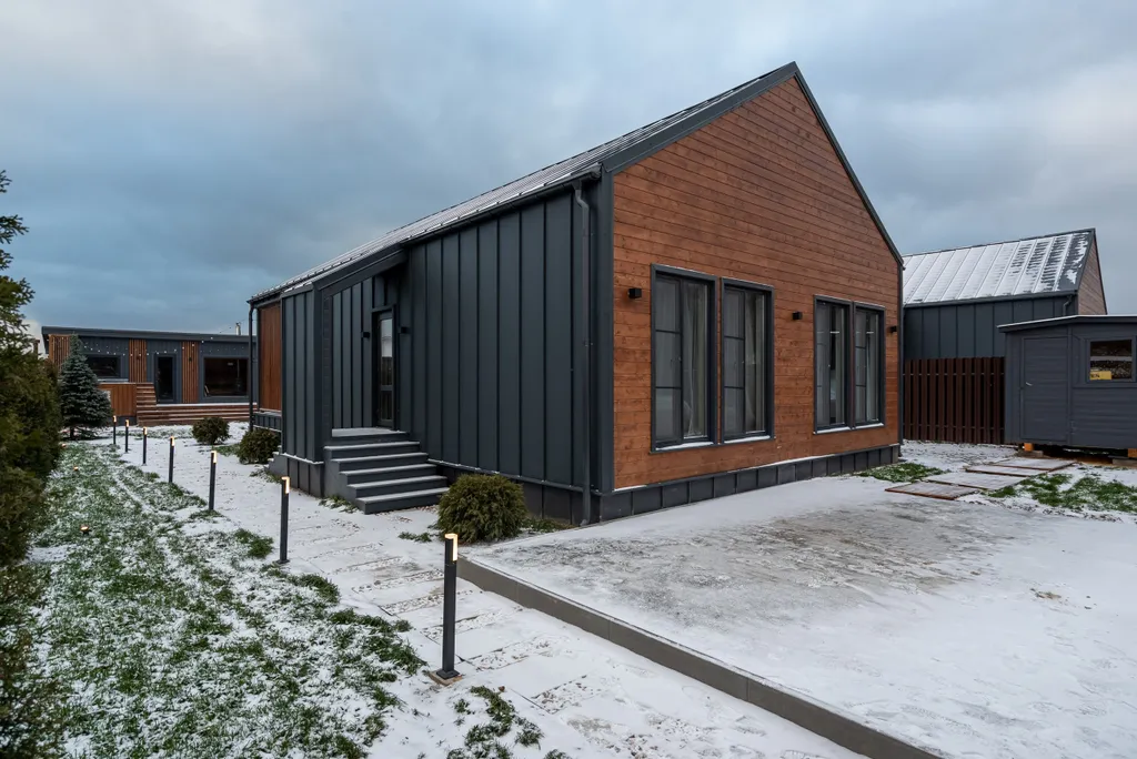 Теплый панорамный дом с русской баней и купелью