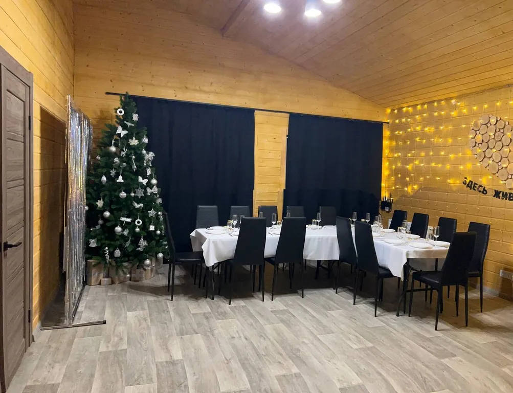 Дом с баней на дровах, банным чаном и большой гостиной