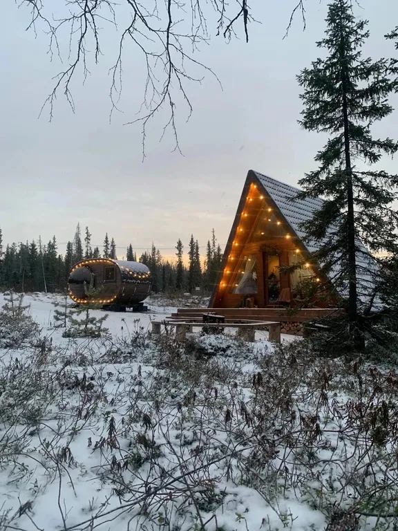 Сказочный дом для отдыха с панорамной банькой на дровах Hygge House