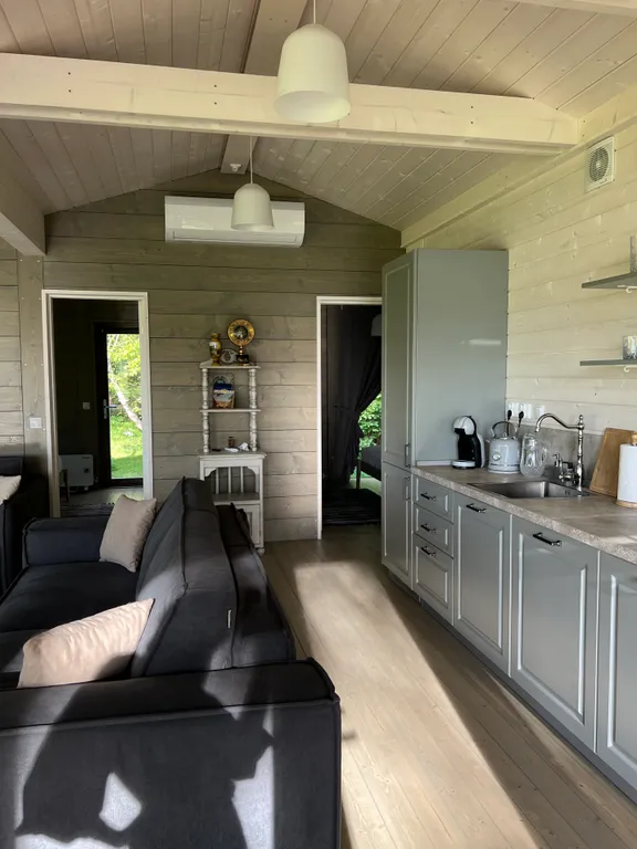 Гостевой дом среди березовой рощи с видом на поле и лес