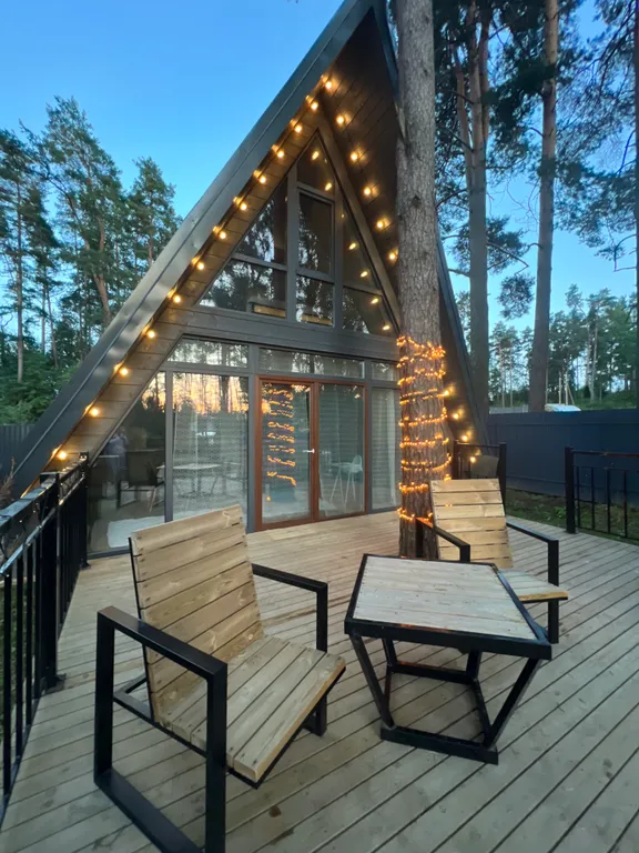 Коттедж aframe на 6 персон с купелью и баней на дровах — аренда посуточно в Сосново