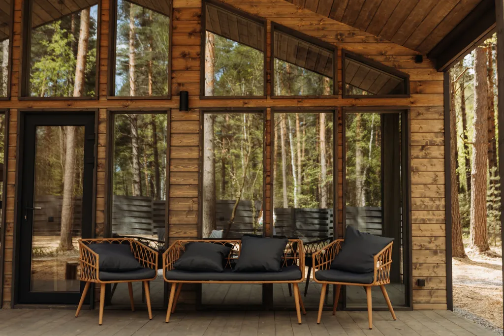 Барнхаус в стиле бохо в сосновом лесу