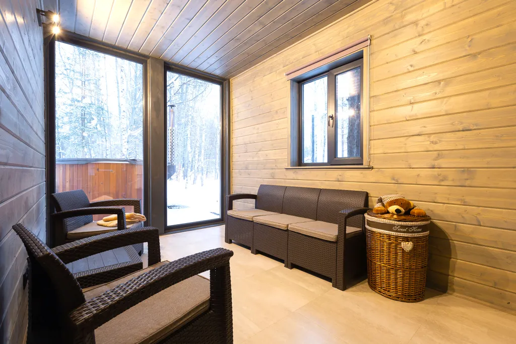 Домик A-Frame с купелью и баней 100 м2