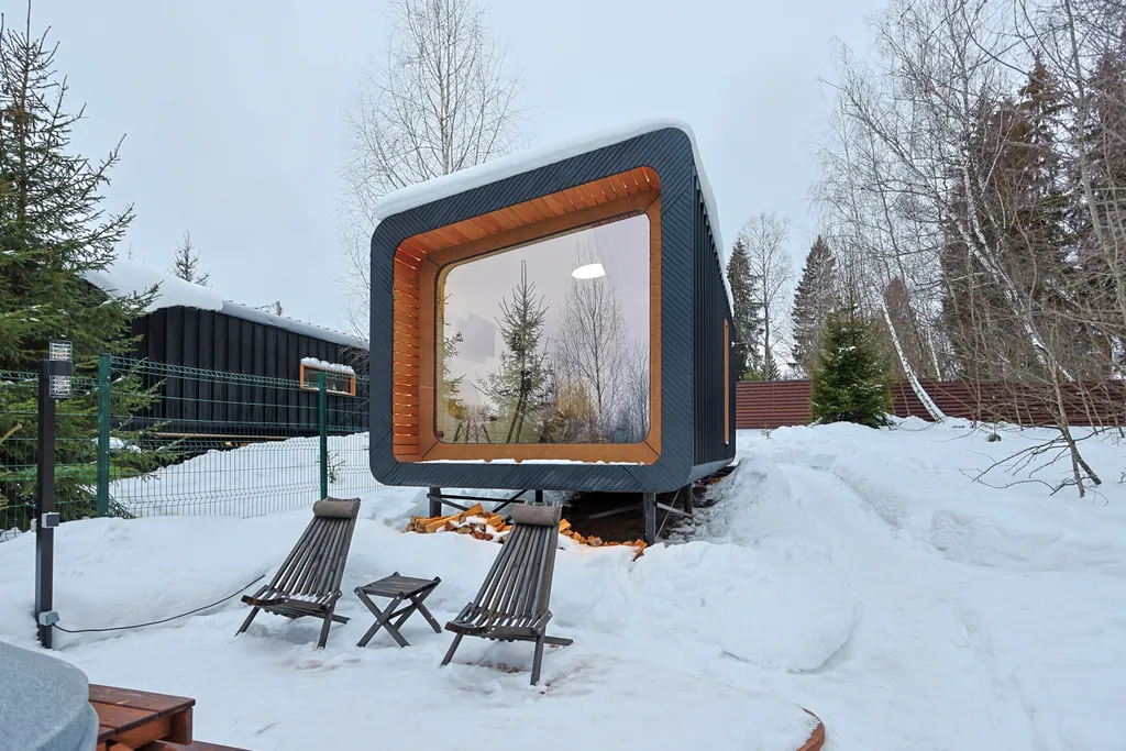 Дом Немо с уличной купелью  в лесу