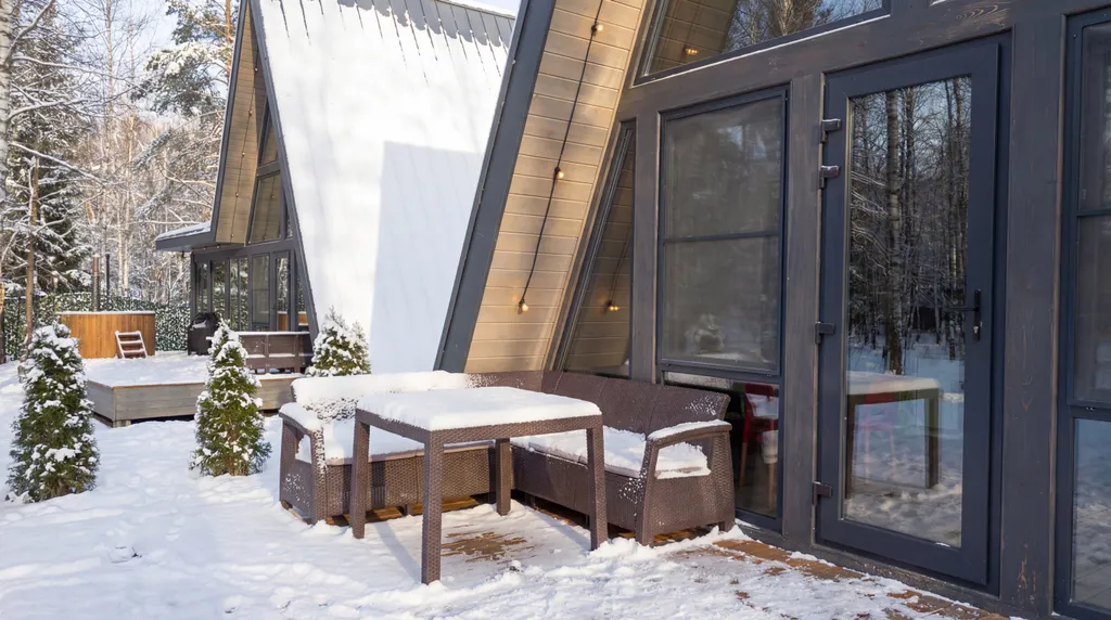 Домик A-Frame с купелью и баней 100 м2