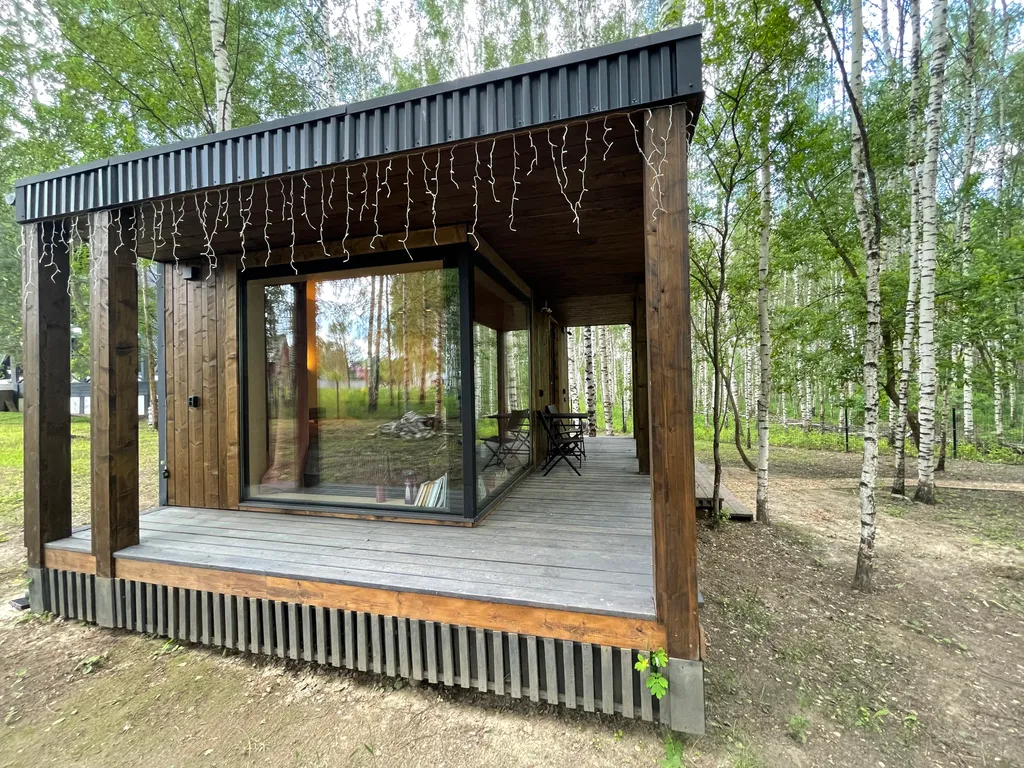 Самый уютный дом с панорамным остеклением в березовом лесу