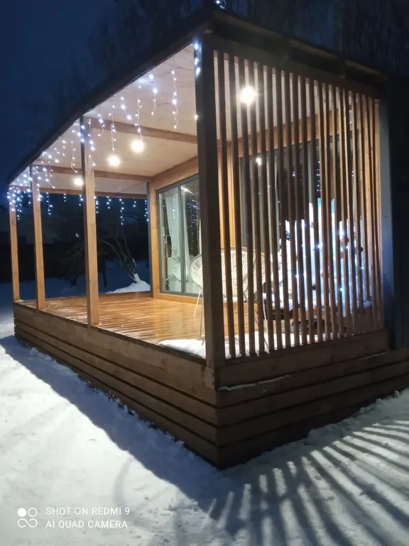 Дом 30m2 — чан, веранда с видом на реку, мангальная зона