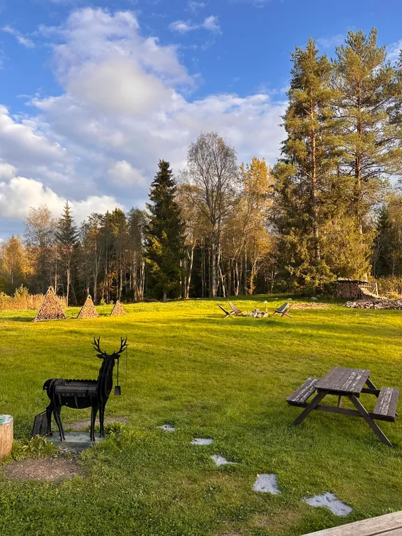 Большой уединенный A-frame в лесу с горячей купелью Фурако
