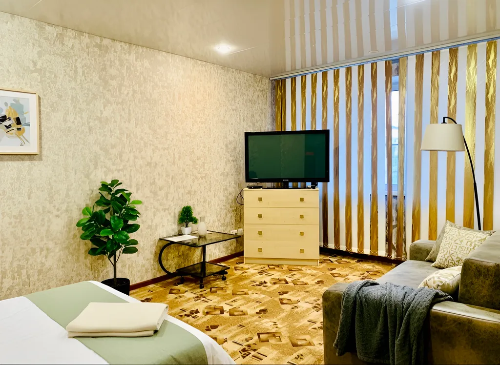 Уютные 1-к апартаменты, рядом поликлиника, сангородок, кровать+диван