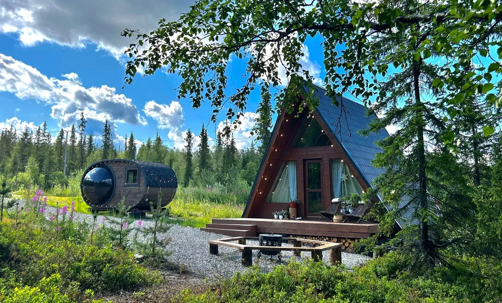 Сказочный дом для отдыха с панорамной банькой на дровах Hygge House