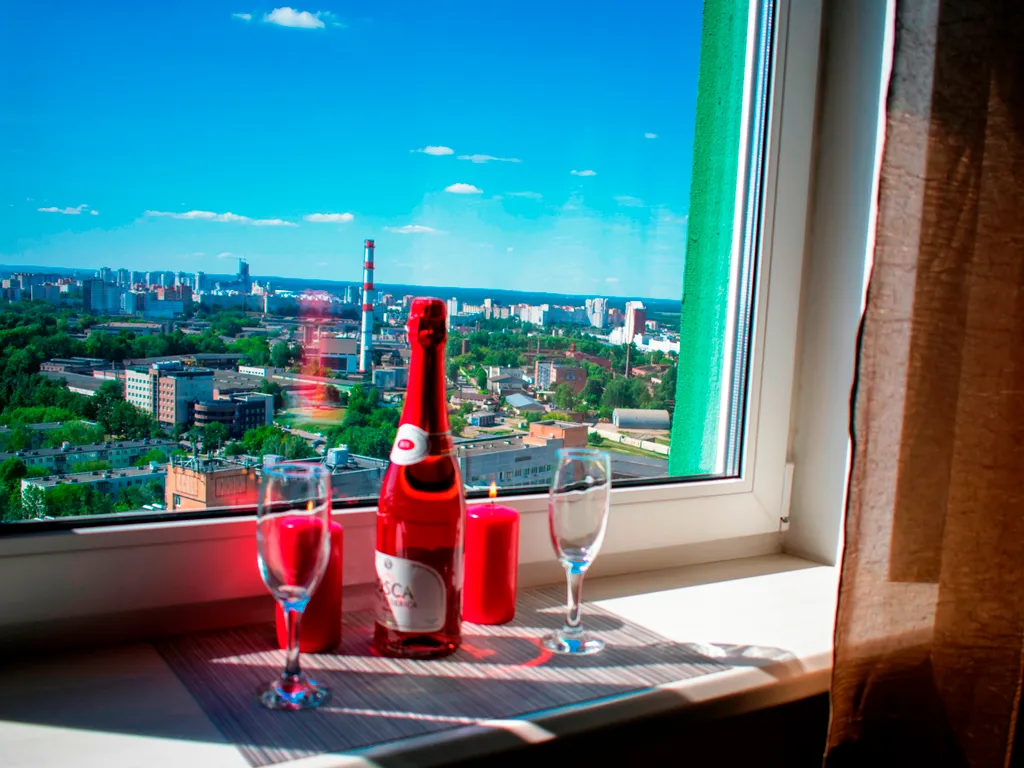 Квартира Квартира JACUZZI-LOFT 55*SmartTV KingSize-кровать Кухня Панорамный вид — Минск