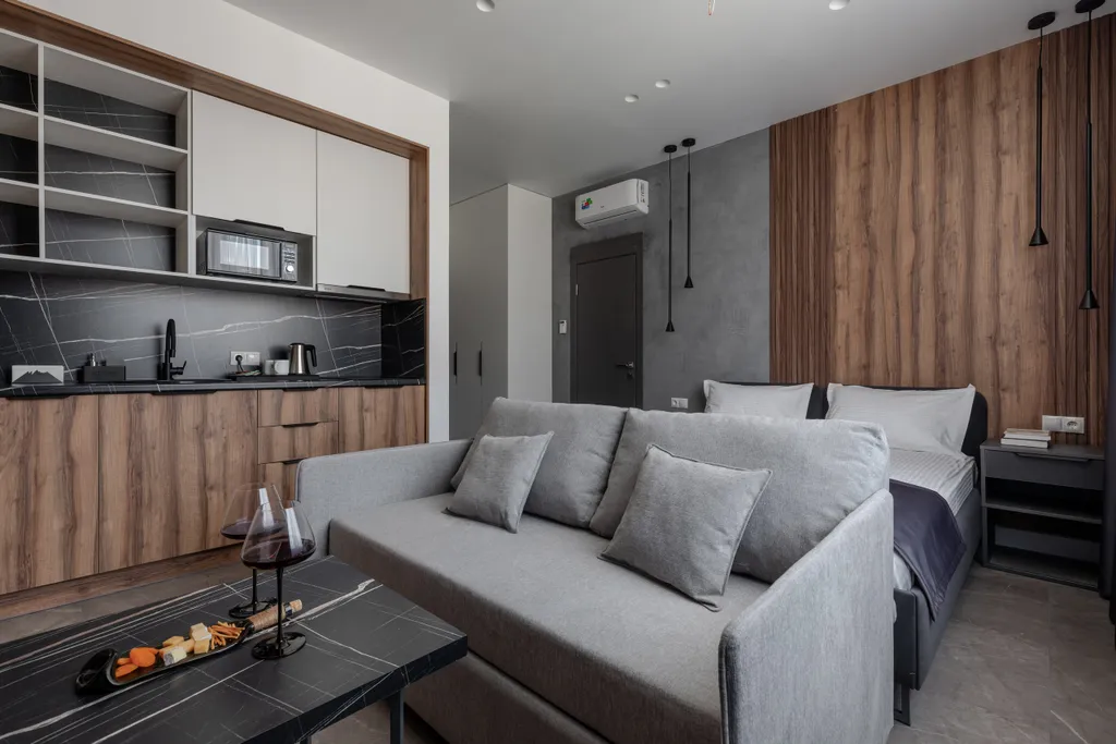 Стильный номер с кухонной зоной и доп.местом у подъемников