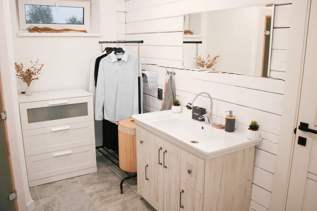 Уютный светлый деревянный домик с сауной и купелью