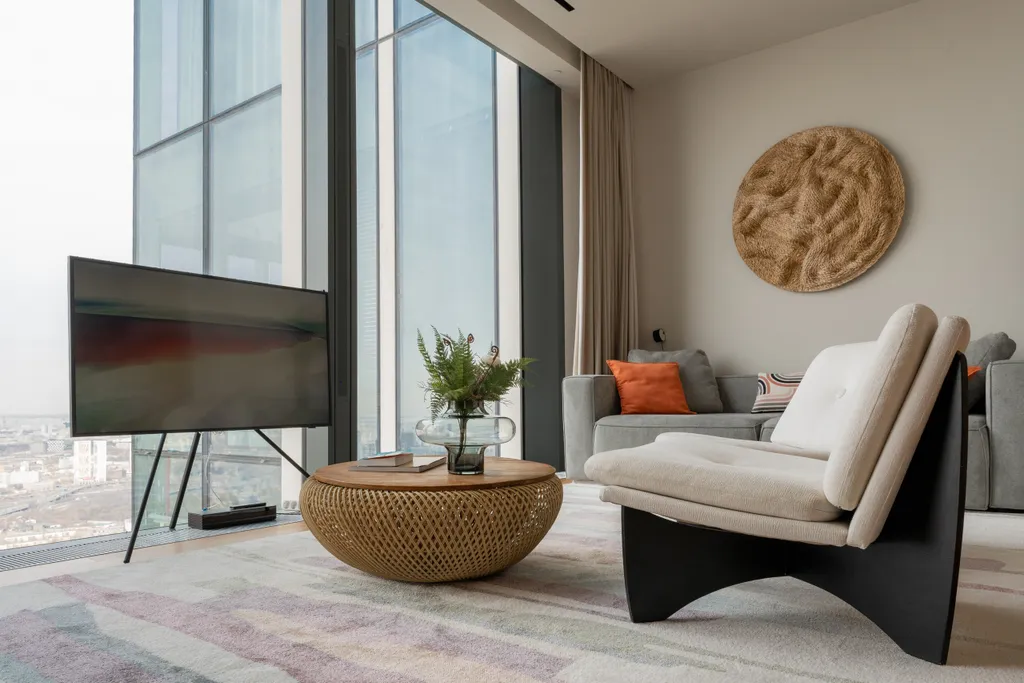 Угловой стильный апартамент с 2 спальнями