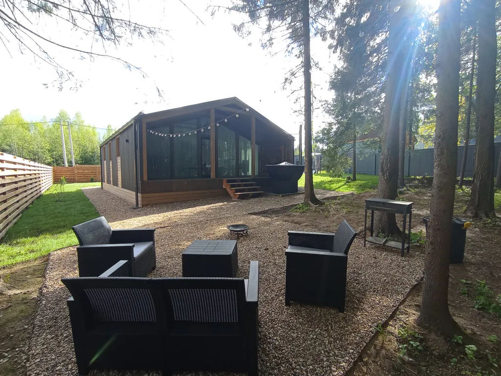 Панорамный дом с видом на лес и банным чаном