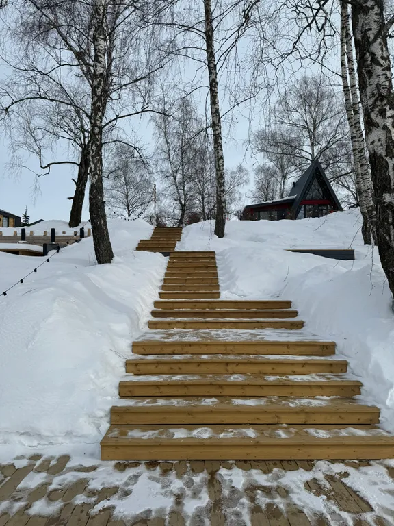 Современный дом у озера с купелью и своим катком. В феврале скидки
