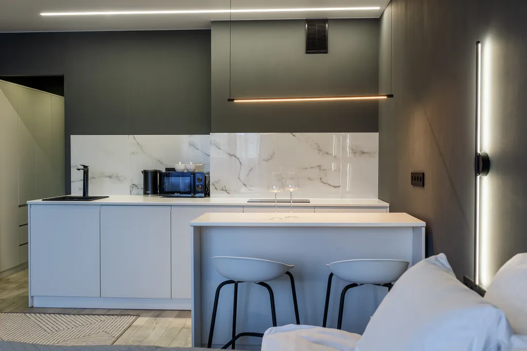 Стильная студия с дизайнерским ремонтом