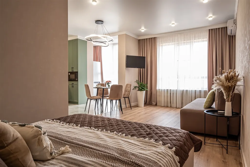 Новая уютная квартира с видом на фонтан