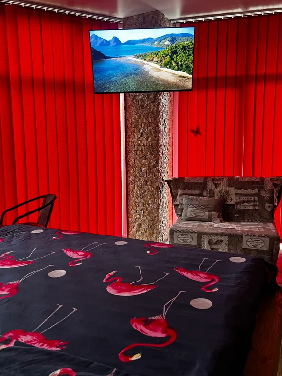 Студия с панорамными окнами и видом на горы