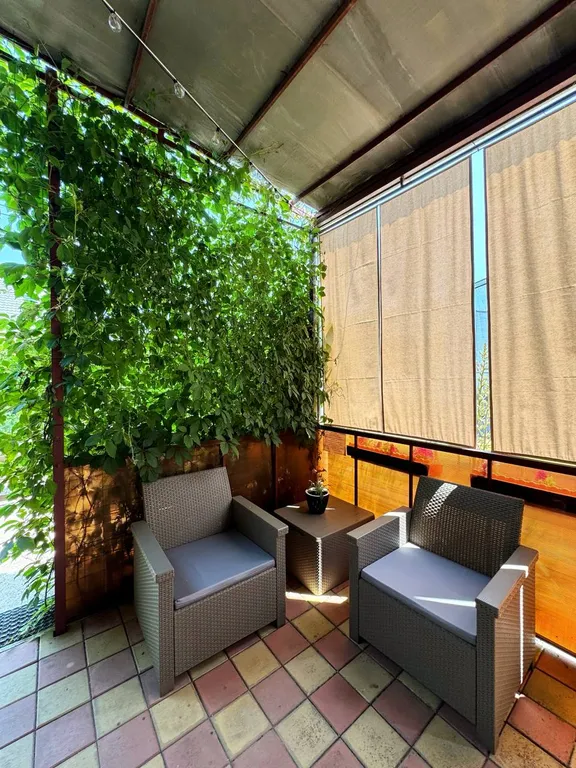 Спальня, кухня с диваном, веранда