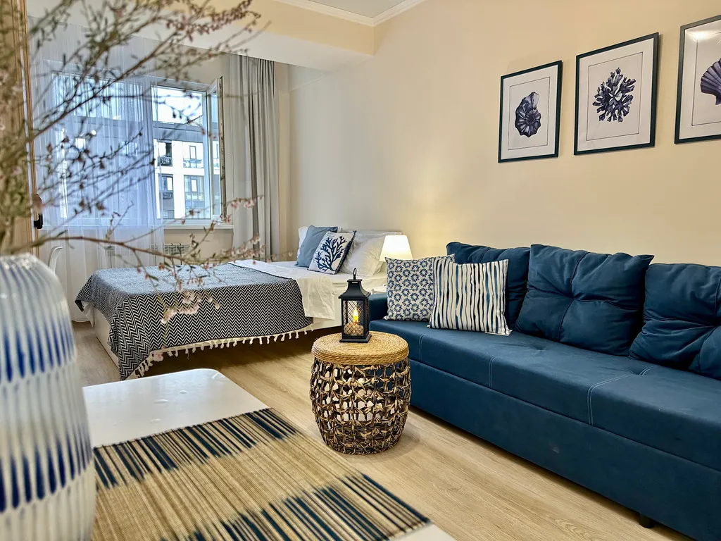 Красивая квартира Канкун в морском стиле в центре города — аренда посуточно в Алматы