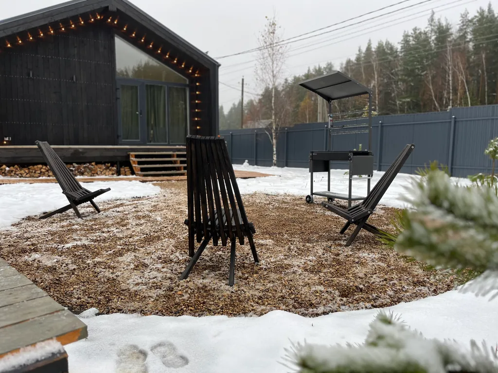 Стильный Барнхаус в окружении леса с сауной и сибирским банным чаном